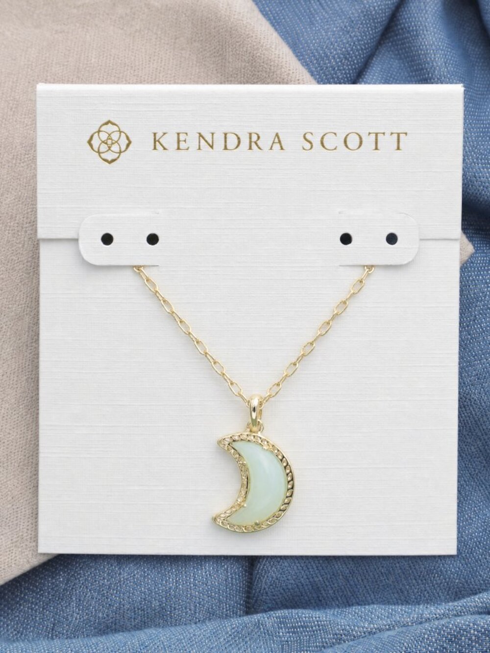 Kendra Scott Gold White Opalescent Resin Moon Necklace